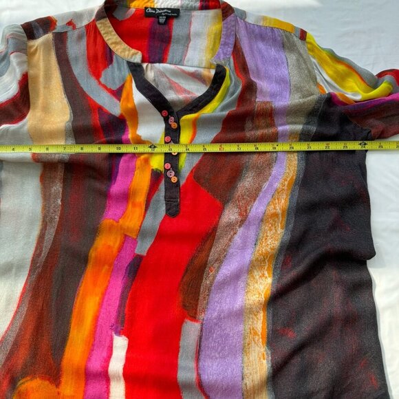 Claire Desjardins Art To Wear Colorful Tunic Blouse Long Sleeve Women's Size XXL - Picture 11 of 16